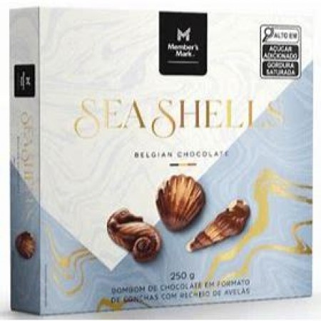 Bombons Seashells de Chocolate Belga com Avelãs 250 g - Importado da Bélgica 