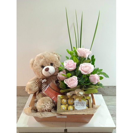 Cesta Flores e Chocolate