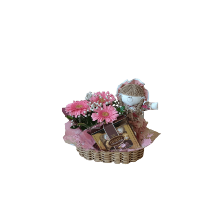 Boneca, flores e Ferrero Rocher 